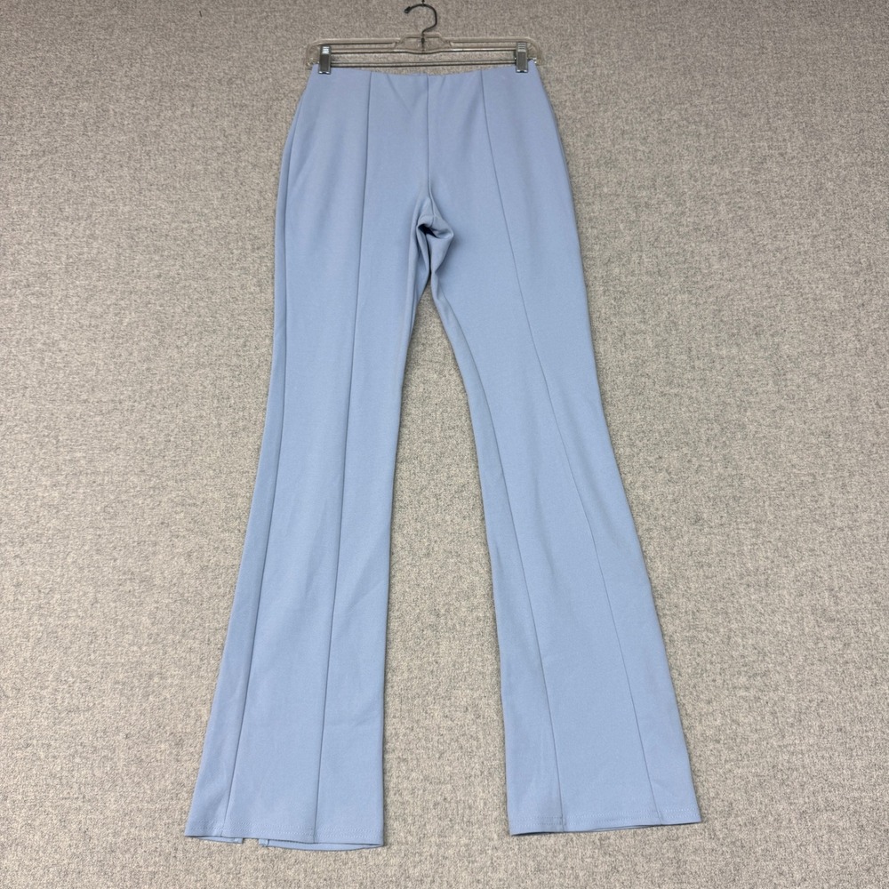 ASOS DESIGN Flare Pants Size 6 Light Blue Pintuck High Waist Stretch Trousers